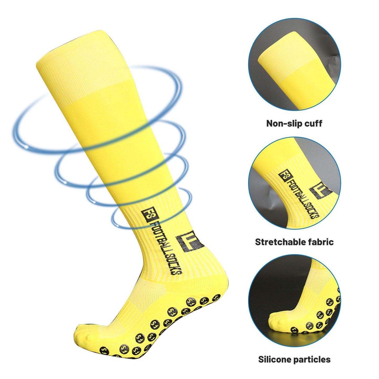 1 Pair Football Socks Sports Polyester Anti-Slip Baseball Football Soccer Tube Socks High Tube Long Knee Breathable Compression Socks