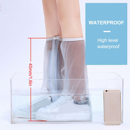 1Pair Waterproof Shoes Cover Transparent Foldable Reusable Slip Resistant Rain Boot Shoes Covers Overshoes High Leg Protector with Zipper