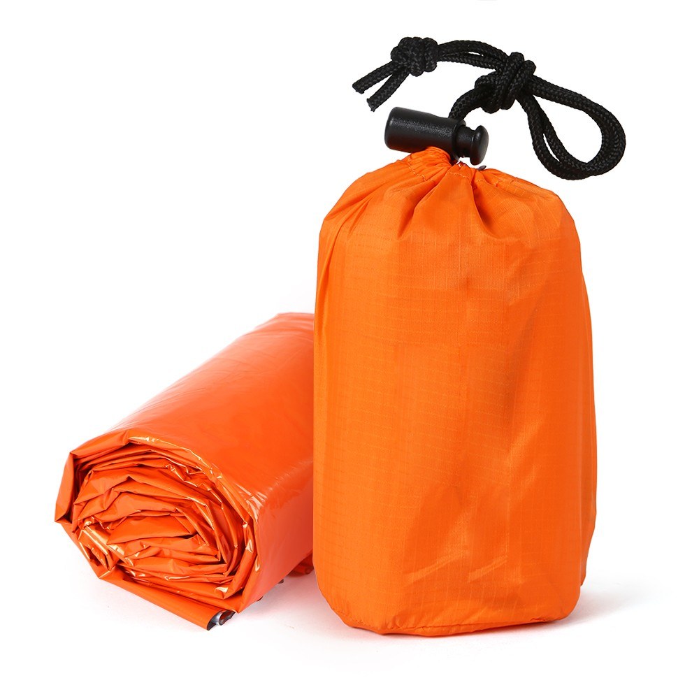 2 PCS Emergency Blanket with Compression Sack Lightweight Water-resistant Portable Sleeping Bag for Camping Travel Hiking