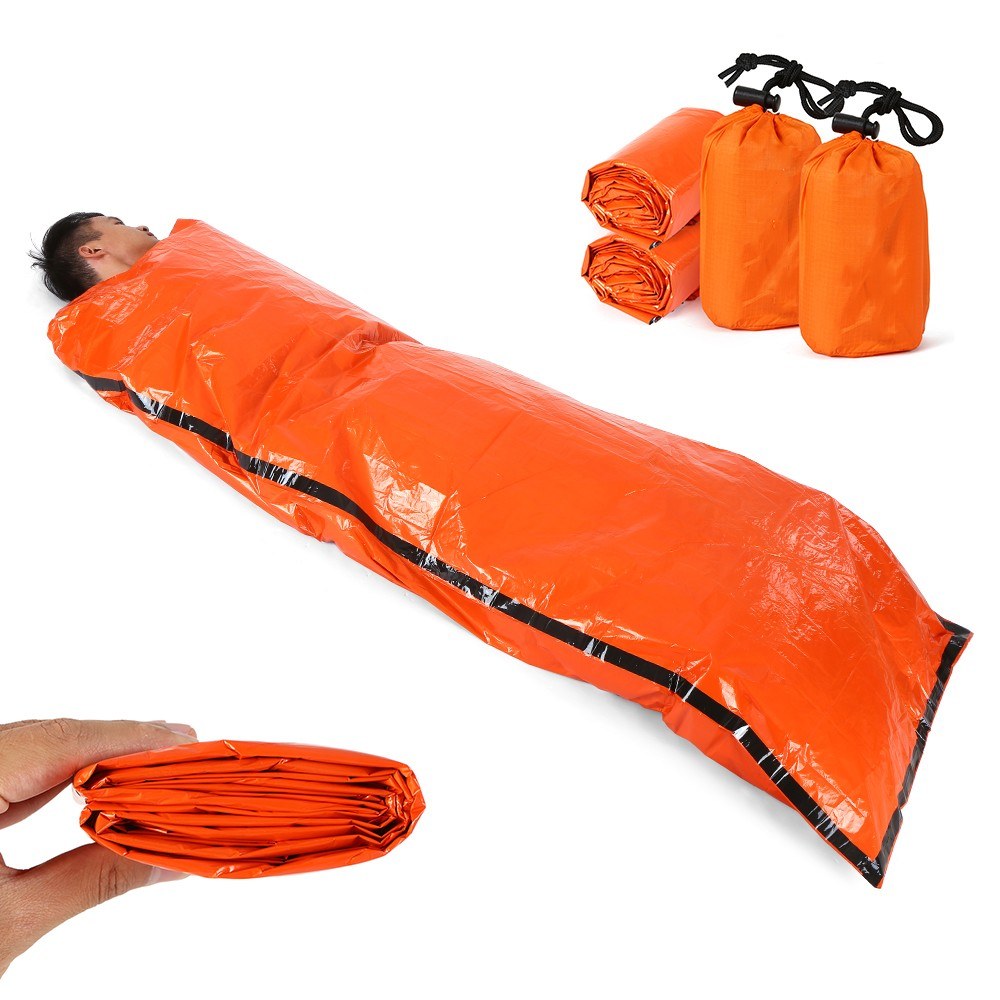 2 PCS Emergency Blanket with Compression Sack Lightweight Water-resistant Portable Sleeping Bag for Camping Travel Hiking