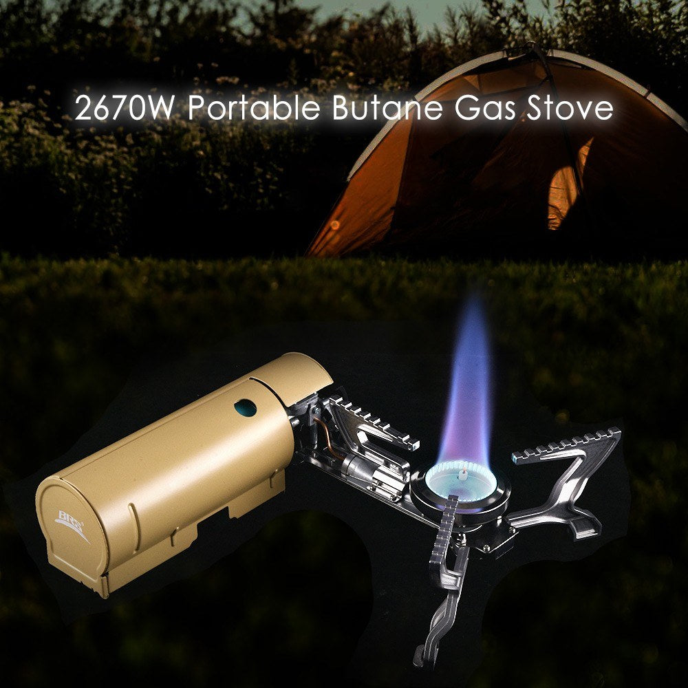 BRS 2670W Camp Stove Butane Gas Stove with Storage Pouch Folding Gas Furnace for Outdoor Hiking Cooking