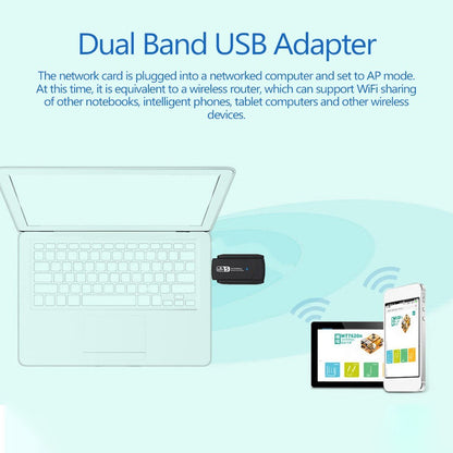 Wireless USB WiFi Adapter Dual Band WiFi Dongle Wireless Adapter 1200Mbps Lan USB Ethernet 2.4G 5G WiFi Network Card Adapter