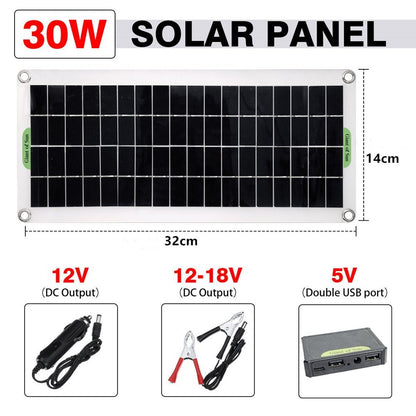 30W Portable Solar Panel Polycrystalline Solar Charge Controller for Car Marine Boat Outdoor Camping