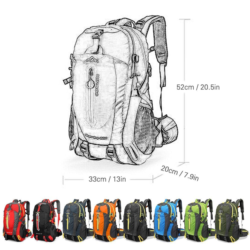 40L Hiking Camping Travel Backpack Water-resistant Outdoor Daypack Weekender Backpack Super Large Bag