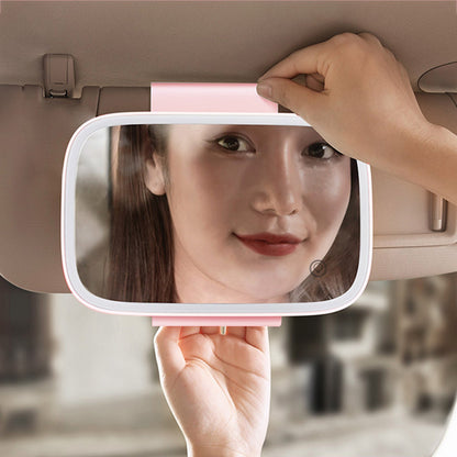 Car Sun Visor Vanity Mirror Clip-on Rear View Sun-Shading Cosmetic Mirror with LED Lights for Car Truck SUV Rear View Mirror