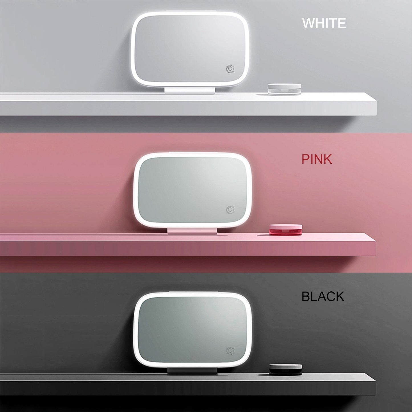 Car Sun Visor Vanity Mirror Clip-on Rear View Sun-Shading Cosmetic Mirror with LED Lights for Car Truck SUV Rear View Mirror