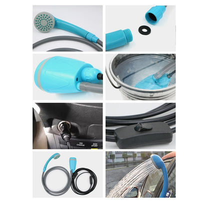 Portable Outdoor Shower Kit Handheld Rechargeable Showerhead 12V Camping Showers for Outdoor Camping Car Washing Dog Cleaning