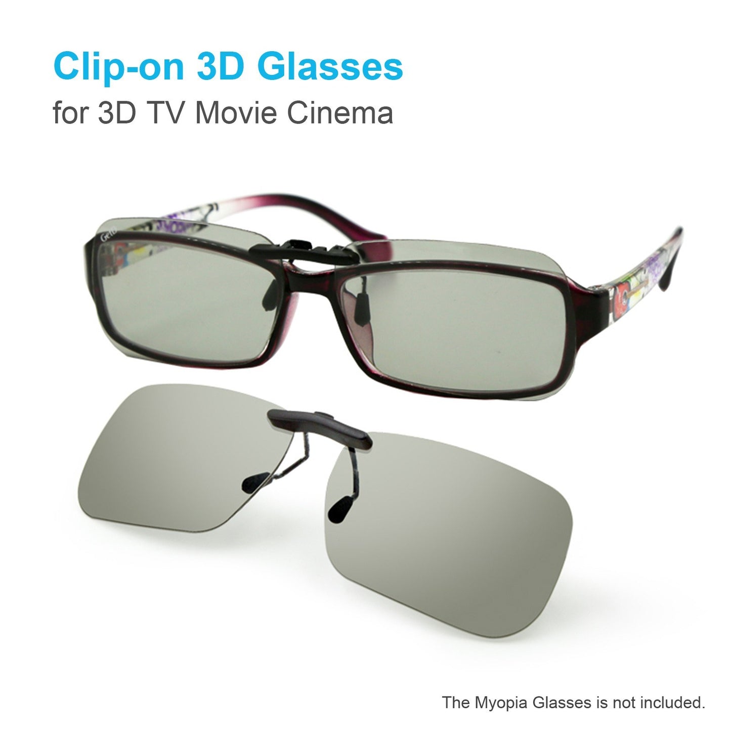 0.72mm Clip-on 3D Glasses Passive Circular Polarized Eye Glasses Lens for 3D TV Movie Cinema