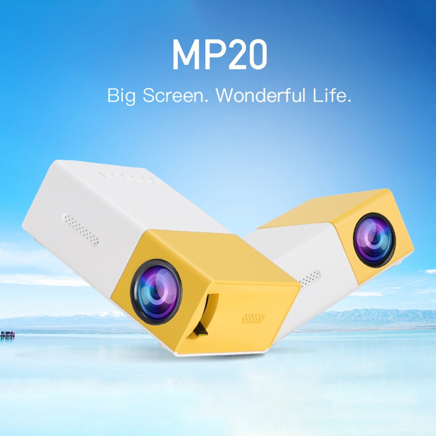 MP20 720P / 1080P Mini LED Projector Portable Video Projector with Built-in Speaker Remote Control Support HD / AV / USB / Audio 3.5mm Interface