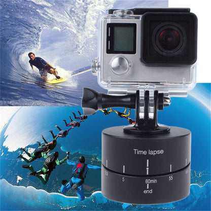 Time Lapse 360 Degree Auto Rotate Camera Platform Tripod Head Base for GoPro Hero 6/5/4/3, Xiaoyi Action Camera