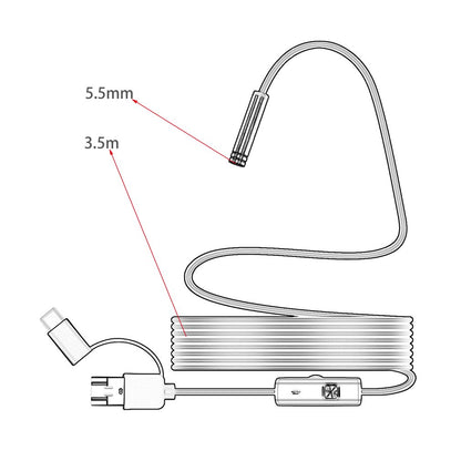 102 Android 5.5mm Micro USB + Type-C + USB 3-in-1 Waterproof Computer Endoscope